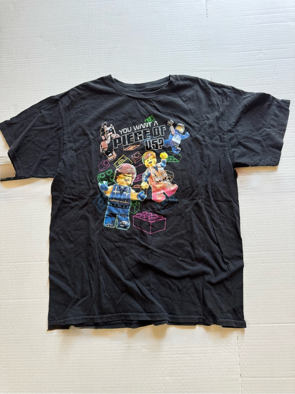 Lego Black Graphic 'Piece of Us?' Kids Tee with Multicolor Characters